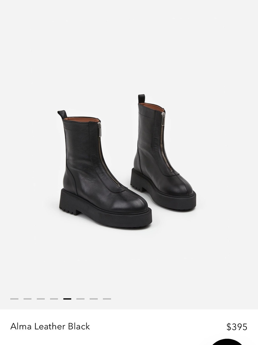Alma Leather Platform Zip Boots - Black